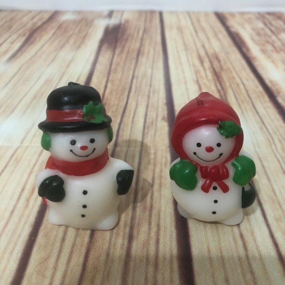 Vintage Christmas Candle Snowman Mr. And Mrs. Snowman Unused